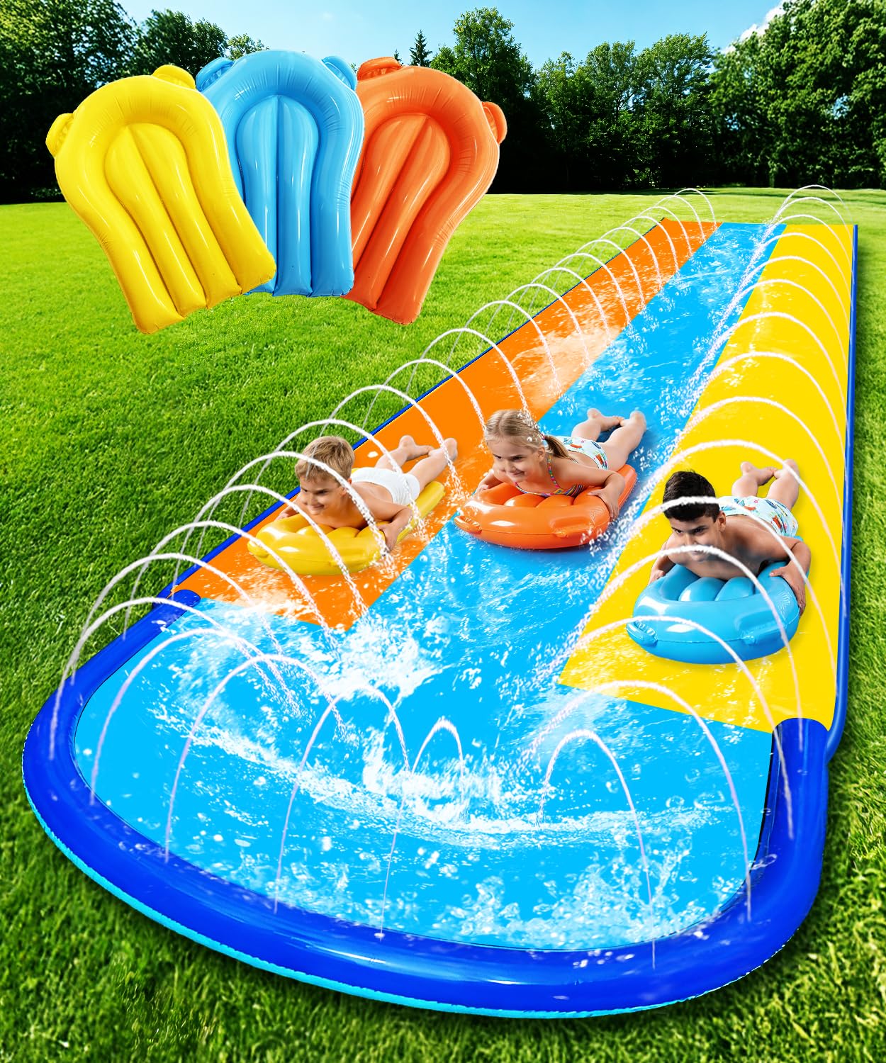 Photo 1 of DOPTOY 22.91ft 3-Lane Water Slide with 3 Bodyboards