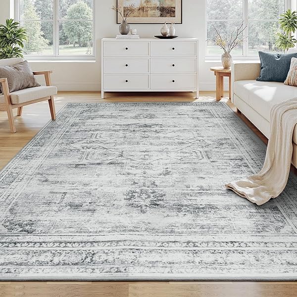 Modern Grey Rug Ideas for Living Room Looks 10 Vintage Medallion Faux Wool Rug