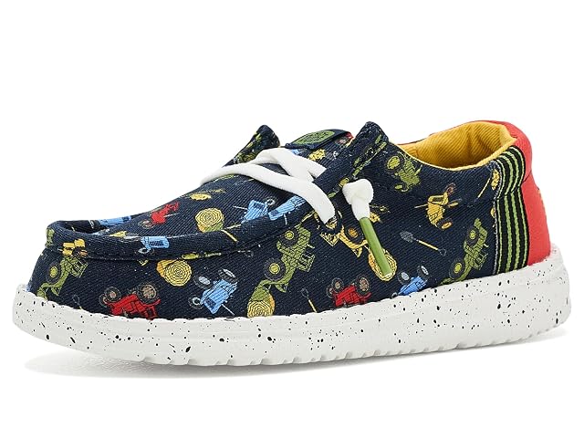 HEYDUDE HEYDUDE Boy's T Wally Tiny Travelers Slip On Loafer, Navy/Multi Size 8