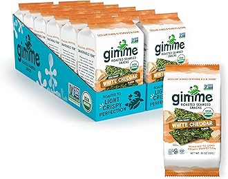 Gimme Seaweed - White Cheddar - 12 Count Sharing Size - Organic Roasted Seaweed Sheets - Keto, Vegan, Gluten Free - Great Source of Iodine & Omega 3’s - Healthy On-The-Go Snack for Kids & Adults