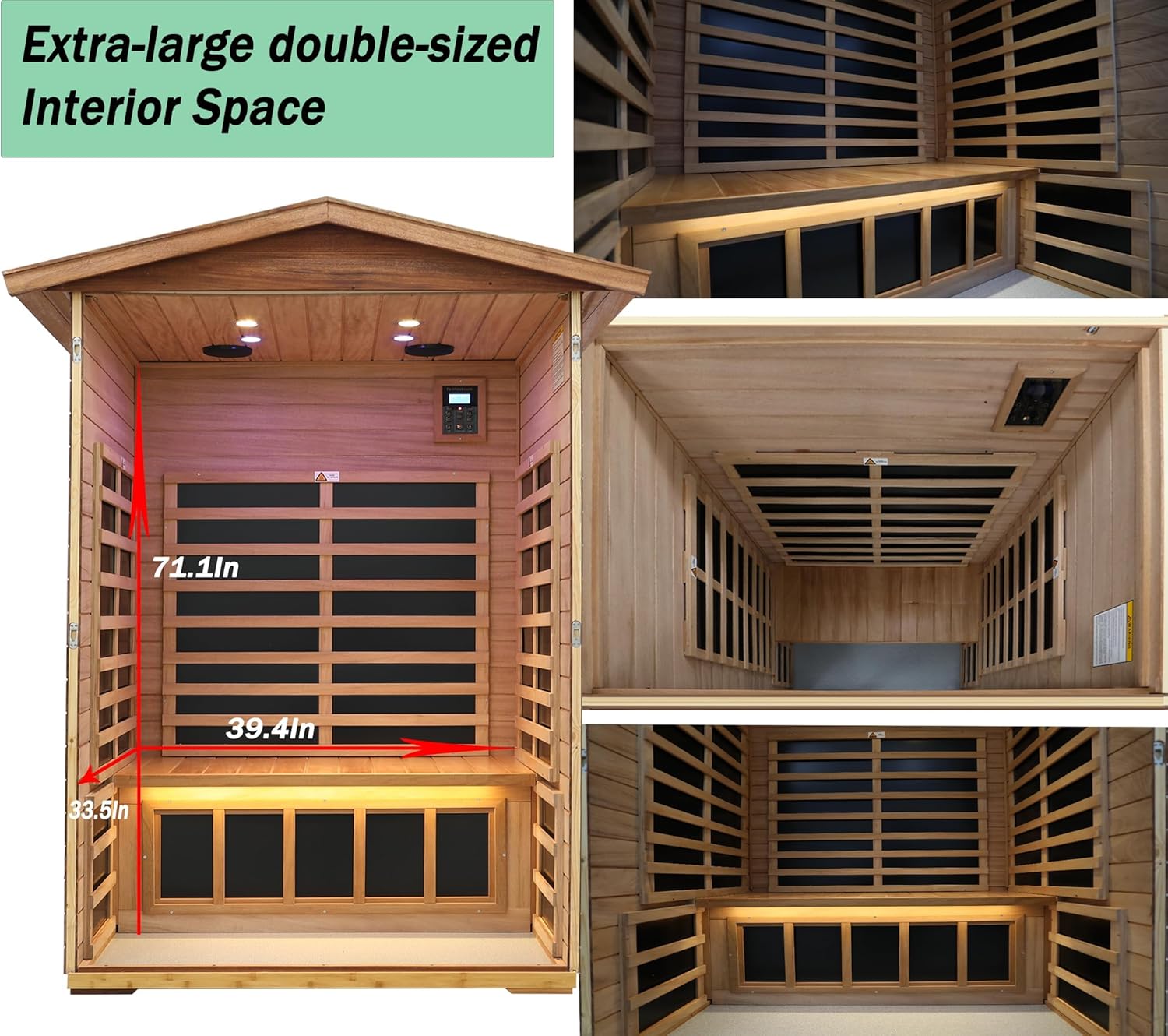 LTCCDSS Ultra-Low EMF Outdoor Sauna 2 Person, Mahogany Far Infrared Sauna for Home EMF Average 0.5 mG, Chromotherapy, Bluetooth Speaker
