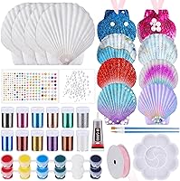 Rotatingpals Sea Shell Painting Kit: 12 Natural Seashells, Acrylic Paints, Glitter Pearls for DIY Jewelry Crafts & Summer Gifts