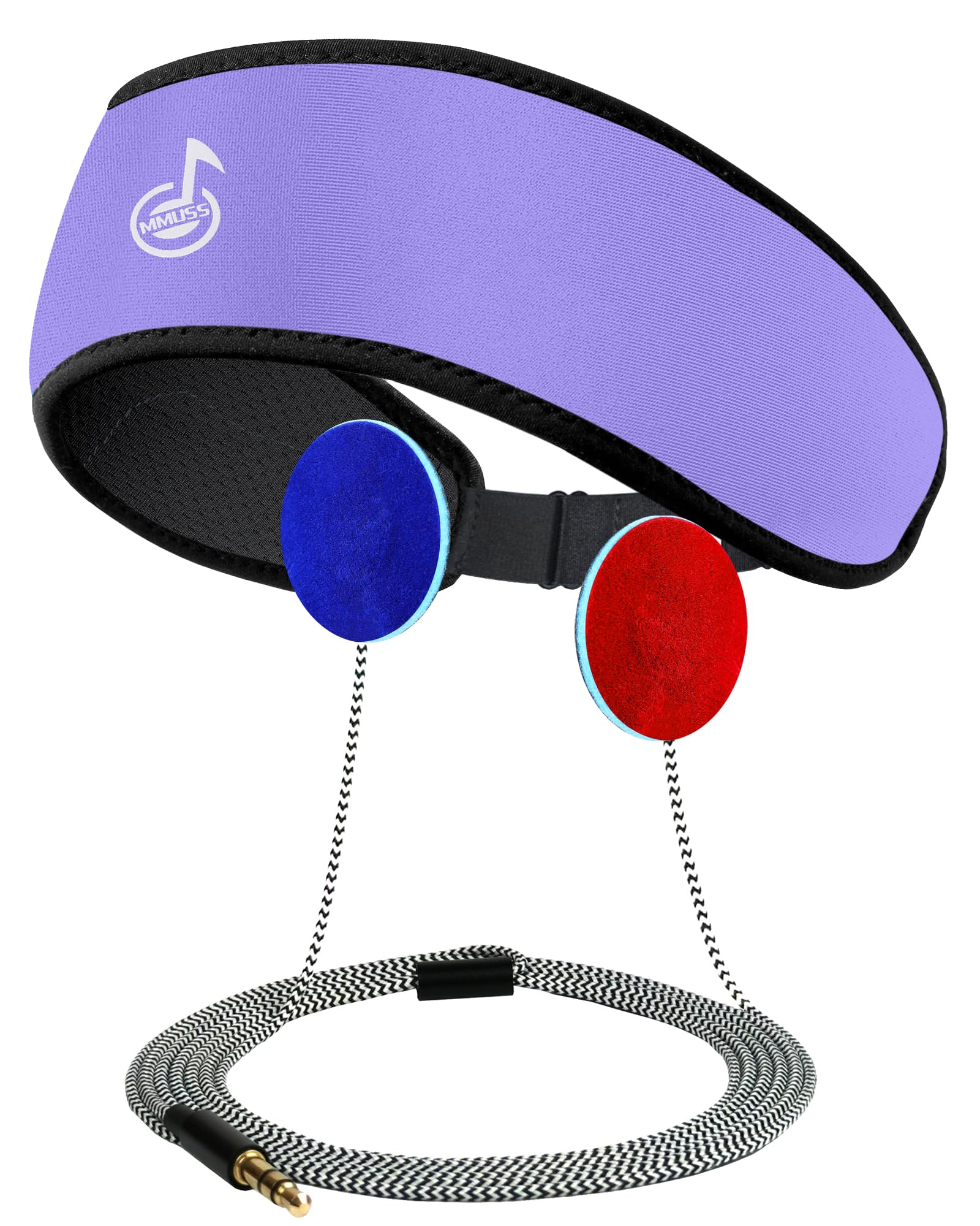 MMUSS Adjustable Sleep Headphones Ear Warmers Stereo with Headband Ear Muffs Ultra Thin Speakers.Perfect for Side Sleeper,Sports,Air Travel,Meditation (Purple)