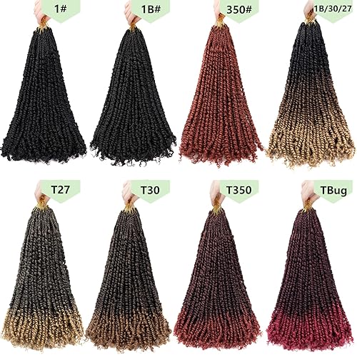 Miniatura 5 de Pelo Passion Twist pretrenzado de 18 pulgadas, paquete de 8 paquetes de cabello de ganchillo borgoña Passion Twist para mujeres, trenzas de
