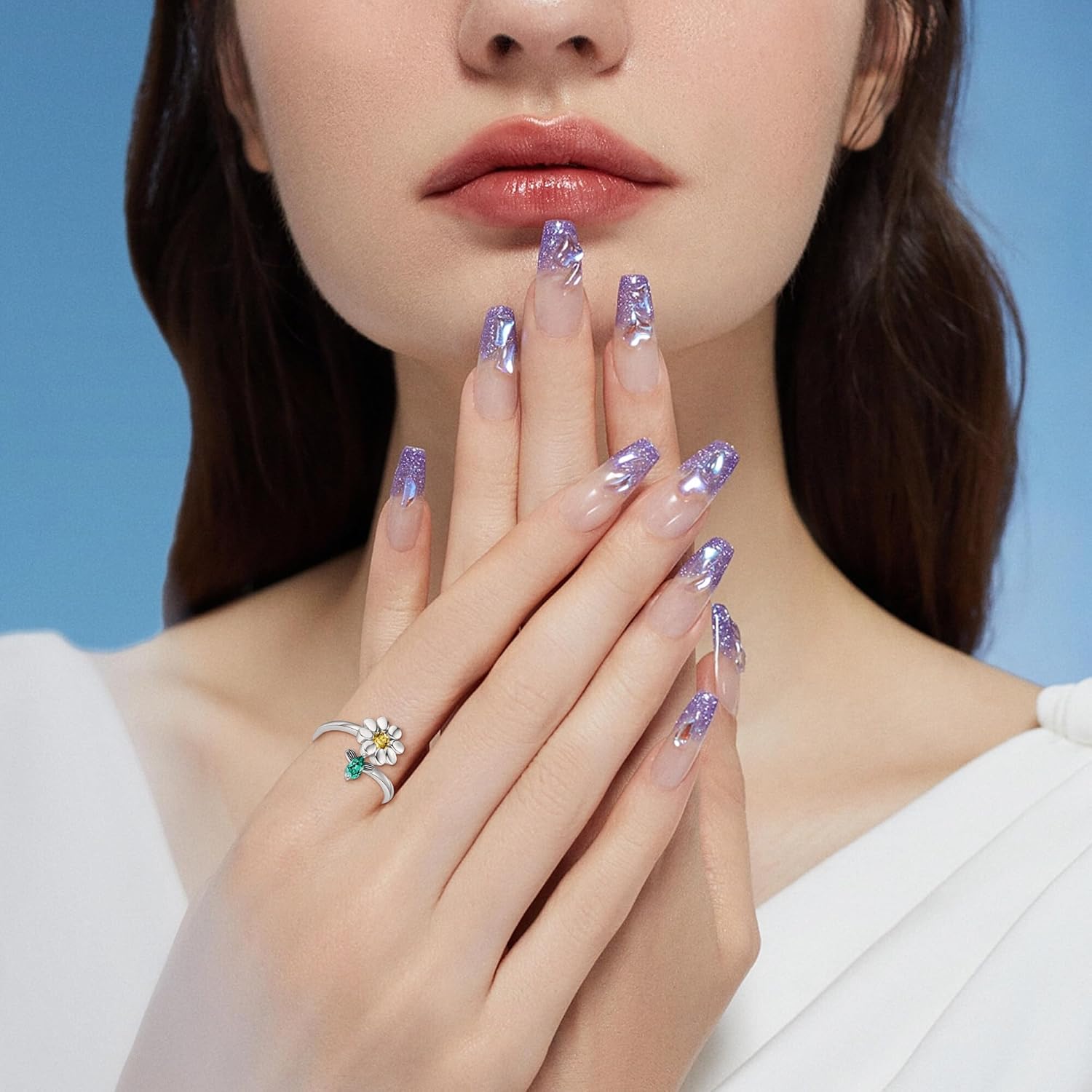 Daisy Ring for Women 925 Sterling Silver Daisy Flower Ring Sunflower Adjustable Ring Valentine's Jewelry Gifts - Image 4