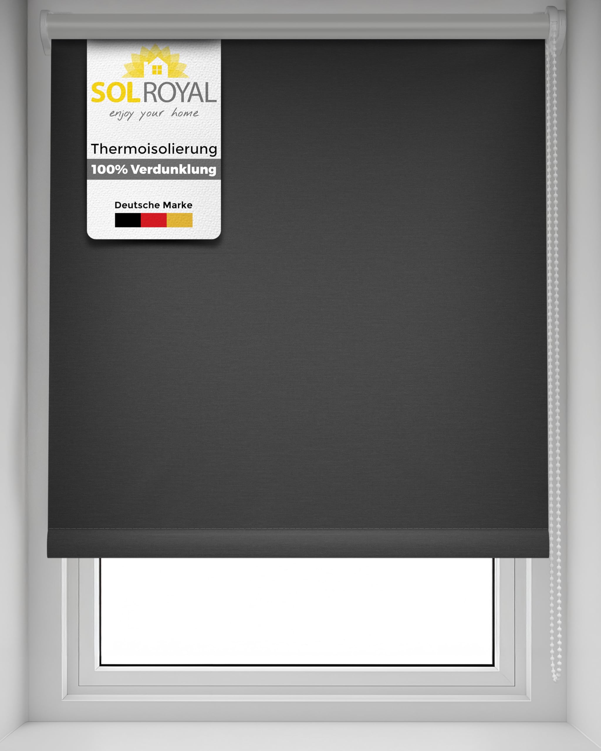 Sol Royal Thermorollo SolReflect T42 Verdunkelungsrollo 40x160 cm Rollo Anthrazit - Rollos für Fenster ohne Bohren mit Thermobeschichtung - Wärmeschutzrollo Thermo Rollo zum Klemmen, Klemmfix Rollo
