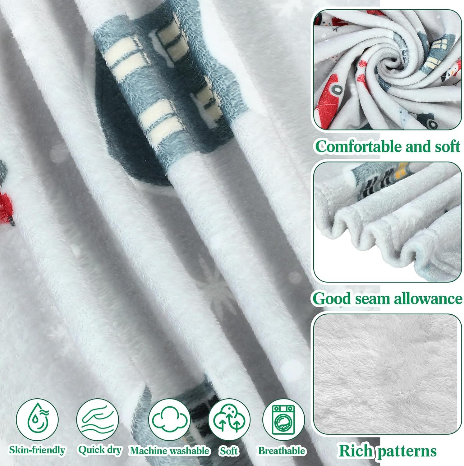 Lounsweer 4 Pack Christmas Throw Blankets Fleece Bulk Winter Warm Blanket Red and Green Santa Claus Tree Holiday Plush Decoration for Couch Bedding Xmas Party Gifts Home Supplies(40" X 50")