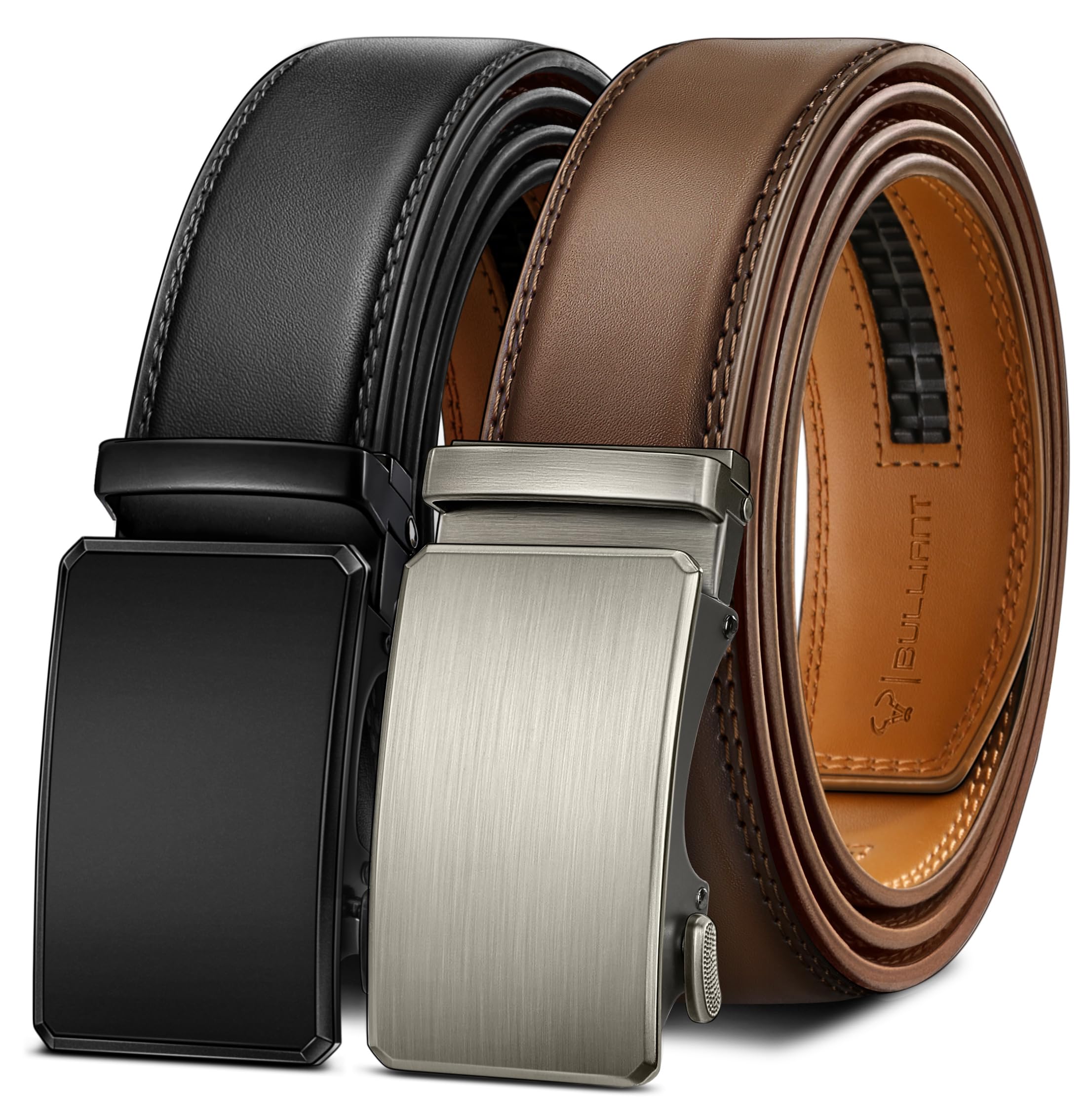 Men's 2 Pack Ratchet Belt Adjustable for Gift Men's Dress Jeans Casual Trousers 3.5 cm Cut for Fit