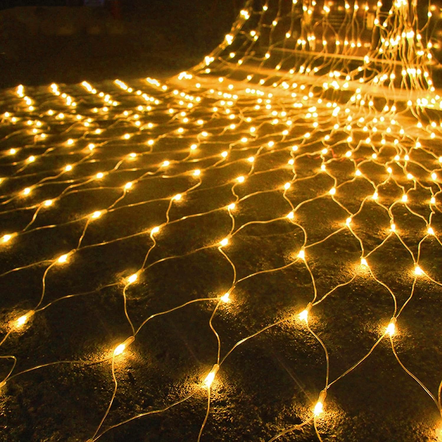 KINGCOO Battery Operated Net String Lights, 96LED Mesh Waterproof Curtain Lights 8Modes for Indoor Outdoor Christmas Garden Yard Party Wedding Holiday Wall Decor (Warm White, 1.5x1.5M)