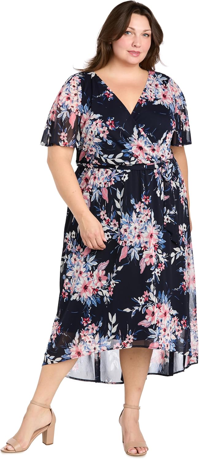 R&M Richards Womens Enchanted Garden Faux Wrap Dress - Image 4