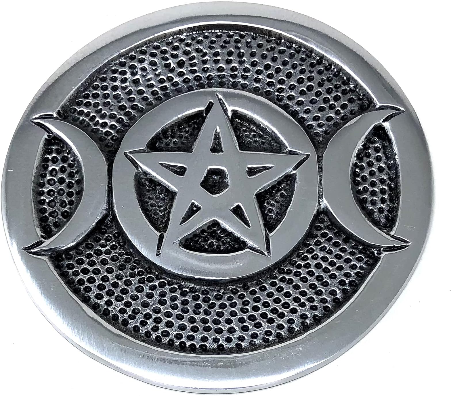 vrinda Aluminum Altar Plate 3.5" Triple Moon Pentacle