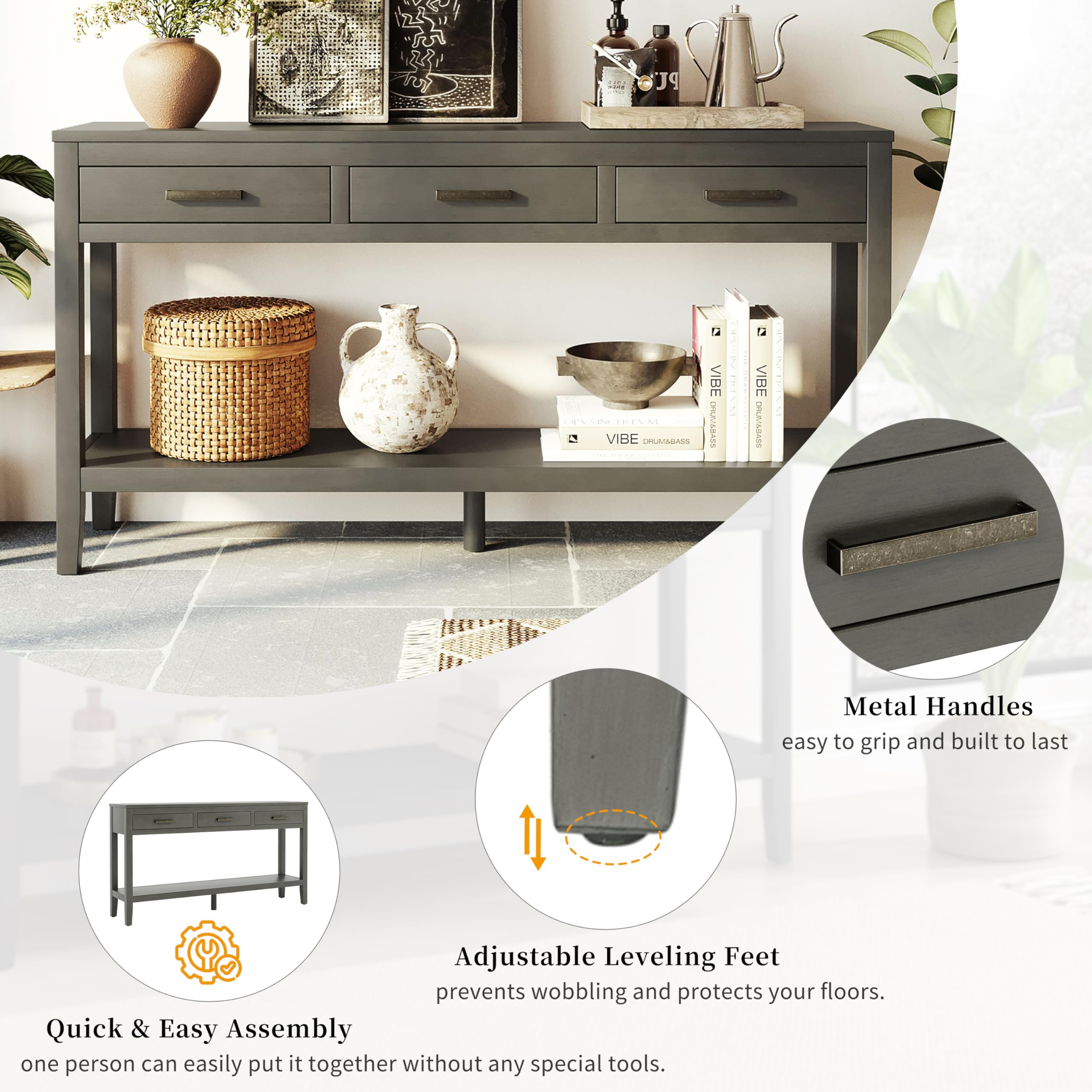 Modern Grey Console Table: Stylish Elegance for Every Space