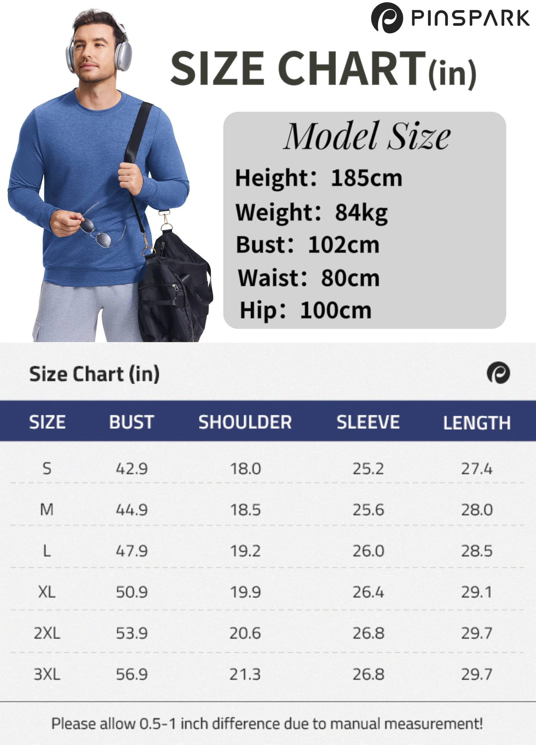 PINSPARK Męska bluza lekka, sportowa bluza z okrągłym dekoltem, prążkowane ściągacze, z długim rękawem, koszulka z zamkiem błyskawicznym na jesień