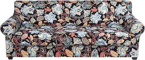 hyha Funda para sofá, diseño floral, elástica, estampada, 4 piezas, fundas para sofá de 3 cojines separados, protector de muebles lavable para disponible en Yaxa Mexico
