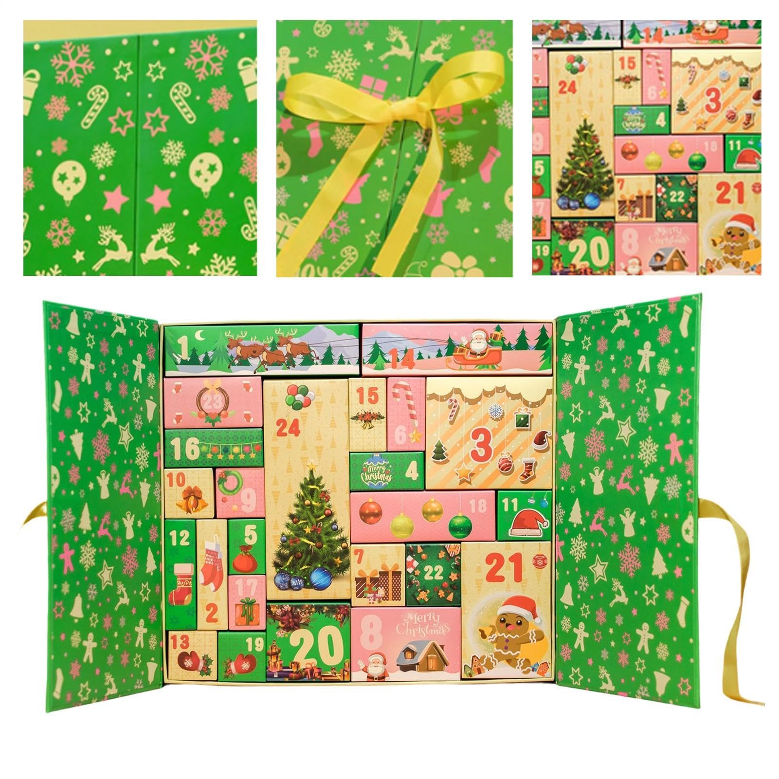 Calendari 'Avvento vuoti per riempire le scatole del calendario | Decorazione regalo di Natale per mensola da tavolo da pranzo per adulti