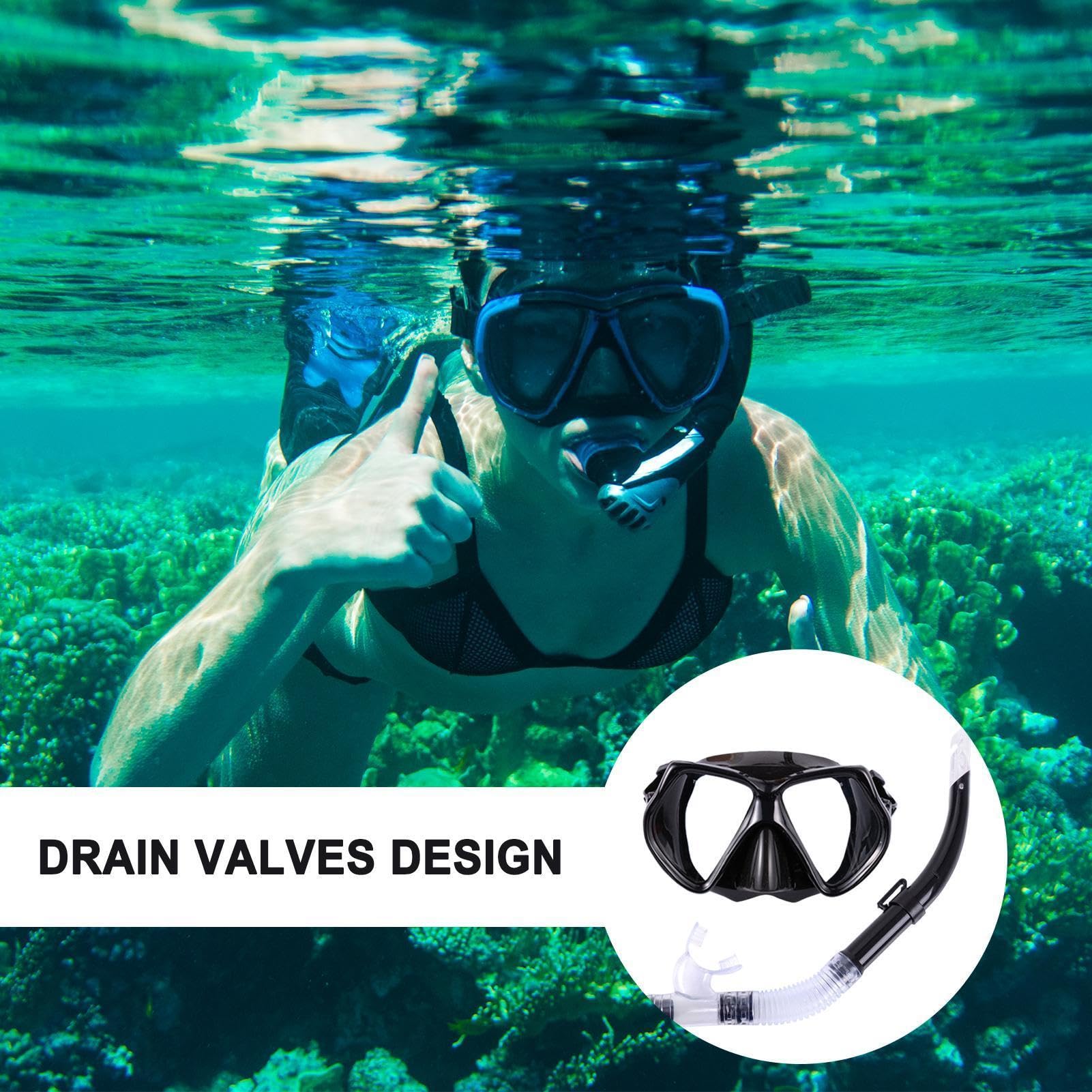 Gafas de snorkel Ajustable Antifugas Visión Panorámica | Gafas Subacuáticas y Equipo Snorkel para Hombres, Mujeres, Jóvenes, Niños, Viaje al Aire Libre, Playa, Vacaciones Verano