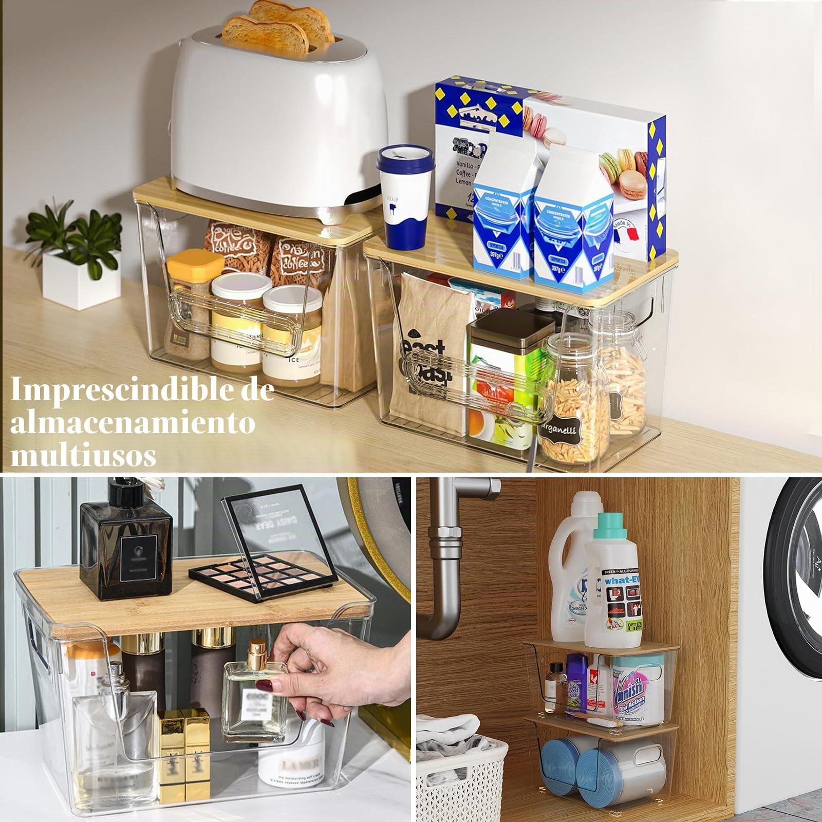 Caja Para Guardar Patatas Y Cebollas Y Ajos Apilable 2 Artículos , Caja Para Guardar Con Tapa Diseño Transparente - Vea Fácilmente El Estado De Sus Verduras