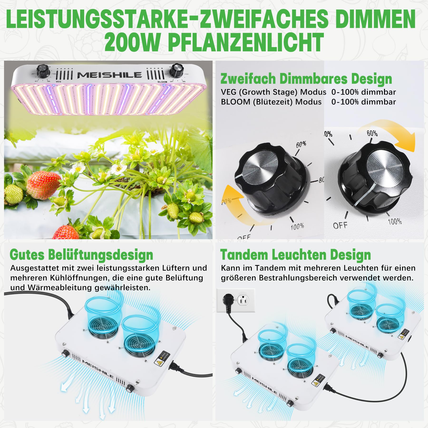 Growzelt Komplettset 200W LED Grow Lampe Vollspektrum 120x60x180cm Hydroponics Growing Tent Kit Belüftungssystem