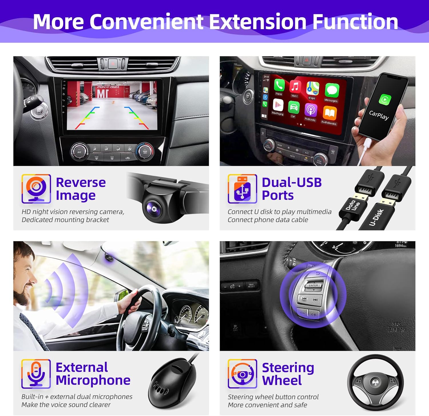 Android Car Radio Compatible with Android Auto Wireless Carplay for Nissan Rogue X-Trail Qashqai 2014-2018 8core 1280X720 Touchscreen Stereo Bluetooth GPS Navigation Head Unit (2GRAM32GROM)