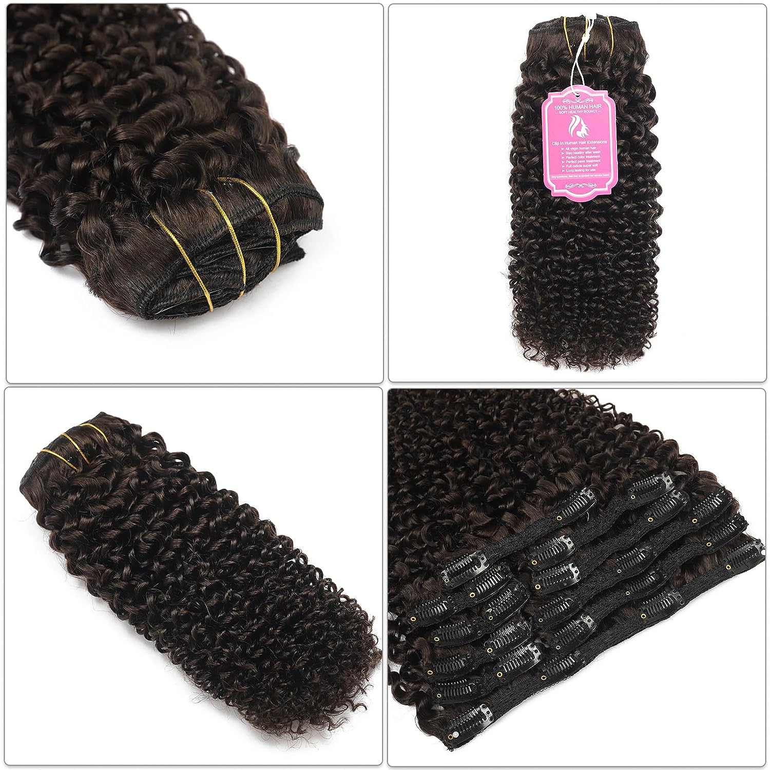 Amazon.com : 16 Inch Curly Clip In Hair Extensions Human 