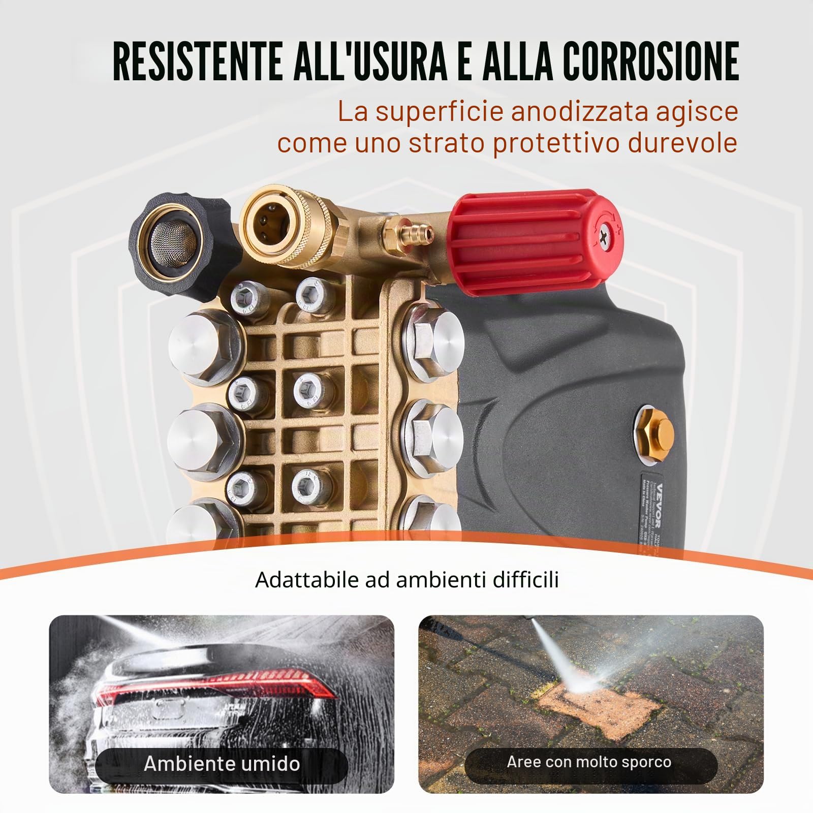 VEVOR Pompa per Idropulitrice, Stantuffo Orizzontale a Tripla Pompa, Albero 25,4 mm kit Pompe di Ricambio per Idropulitrice, 281,22 kgf/cm² 18,18 L/min Simpson MorFlex 40224, 40225, 40226, Santoprene