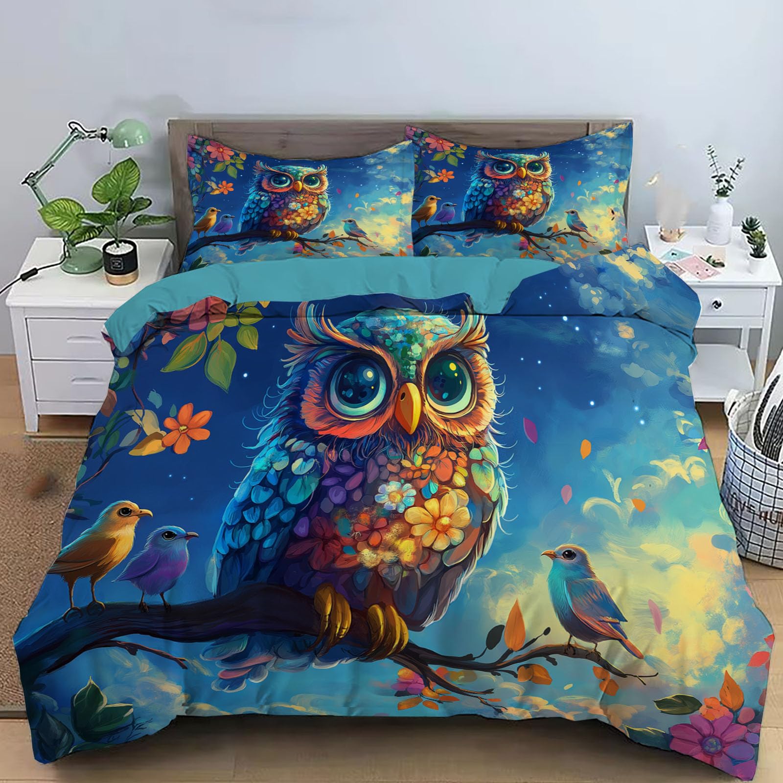 Housse de couette réversible avec 2 taies d'oreiller 65x65 parure de lit 220x240cm adulte