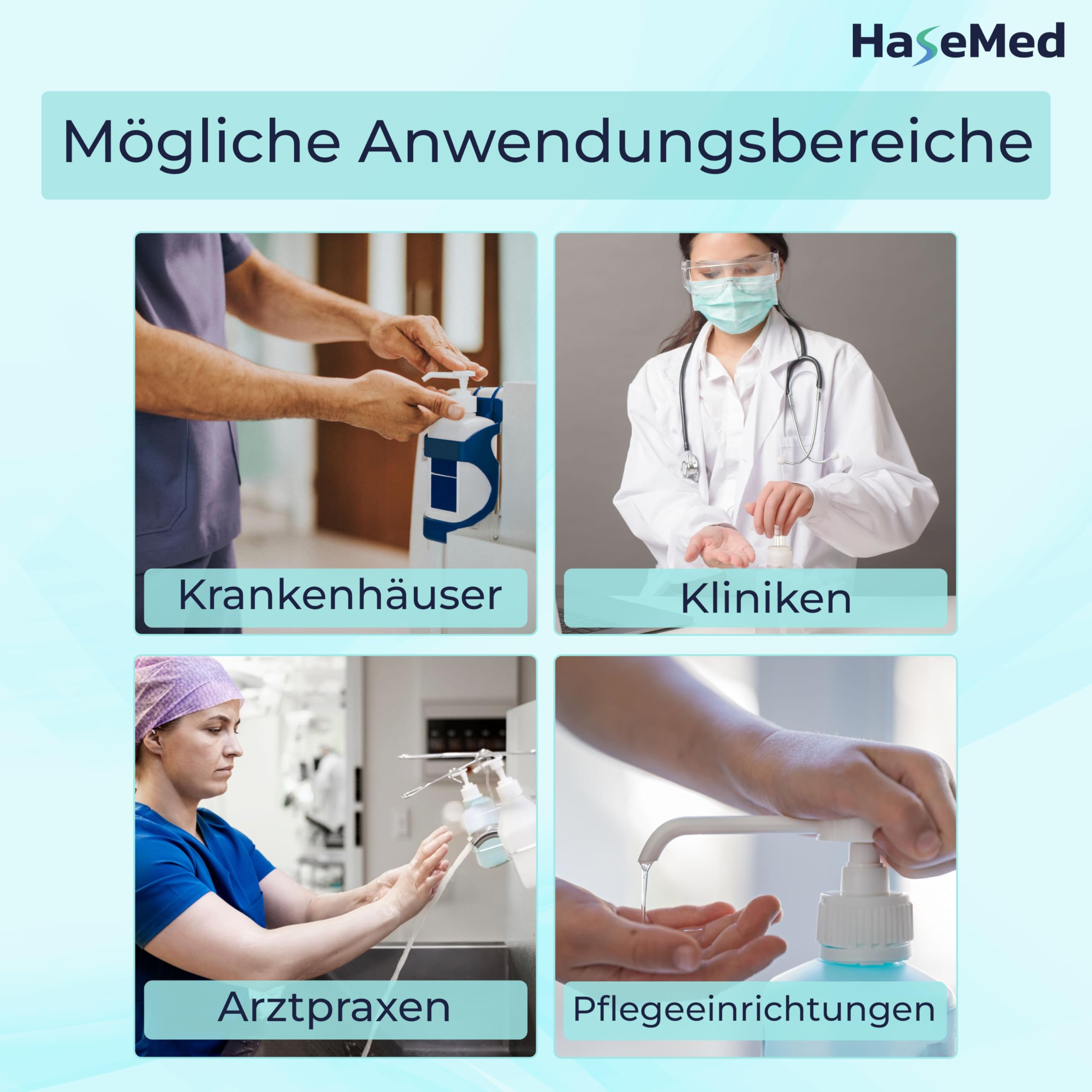 HaseMed Kanister Dosierpumpe 2 Stück – 30 ml Hub – Für 2L, 5L und 10L Kanister mit DIN 51 Gewinde – Handpumpe für Desinfektionsmittel, Seife und Reiniger – Wiederverwendbar aus Kunststoff