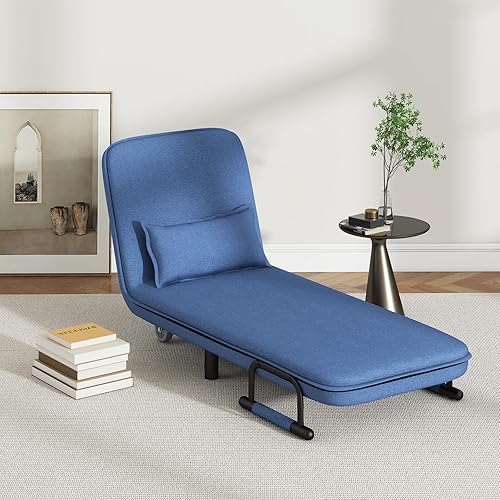 Miniatura 4 de KOMFOTT Silla cama convertible sofá cama de tres pliegues con respaldo y almohada ajustables de 5 posiciones diván de ocio con marco de acero