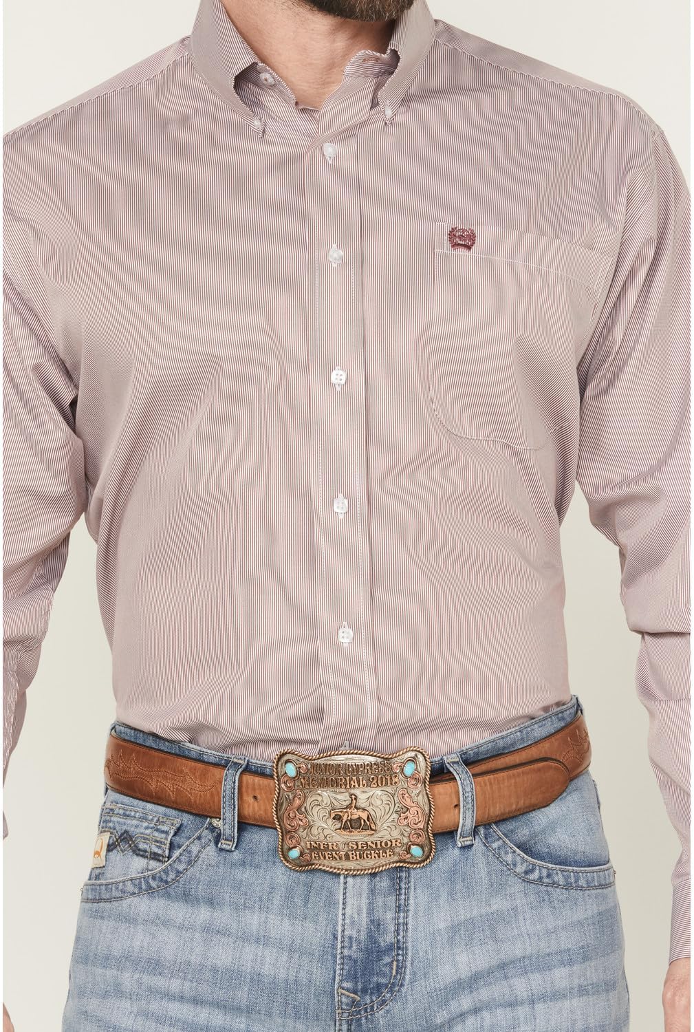 Cinch Men's Pink Tencel Long Sleeve Button Shirt - Image 3