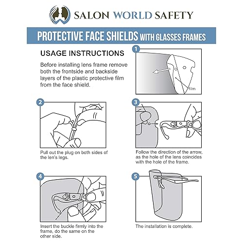 Miniatura 48 de TCP Global Salon World - Protectores faciales completos con marcos de gafas (paquete de 10), ultra transparentes para proteger los ojos, la nariz