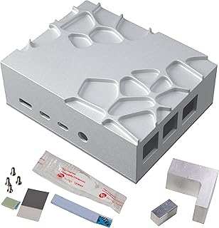 Akasa Gem Pro, Pure Aluminum Raspberry Pi 4 Case, Heavy Duty Pi 4 Heatsink, Ultra Quiet Passive Cooling Raspberry Pi Housing, Supports Raspberry Pi 4 Model B, Silver, A-RA09-M2S