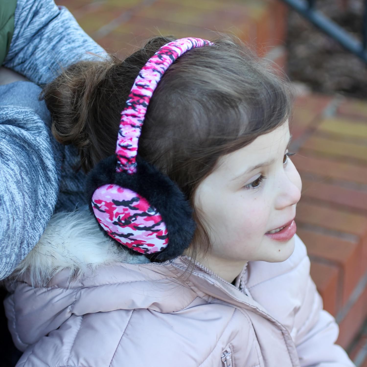 Popfizzy Pink Camo Girls Earmuffs, Kids Ear Muffs for Winter Girls, Cool Winter Ear Warmers for Kids, Adjustable Ear Muffs