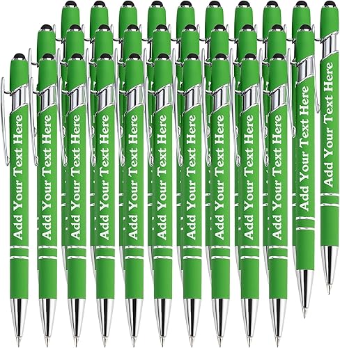 Miniatura 19 de Bolígrafos personalizados a granel grabados personalizados con punta de lápiz capacitivo, bolígrafos personalizados de tinta negra, regalos