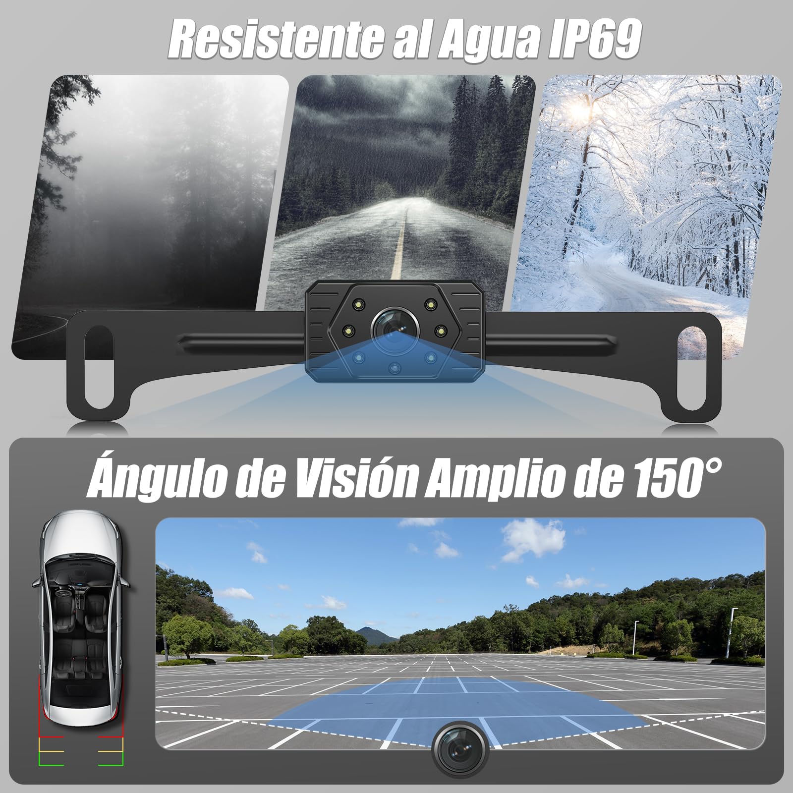 Cámara Marcha Atrás Inalámbrica 5 Pulgadas, Sistema Aparcamiento Digital 200M 1080P con Monitor, Visión Nocturna Infrarroja, IP67 Impermeable, 12V-36V para Camiones Furgonetas Caravanas(VE-5A)