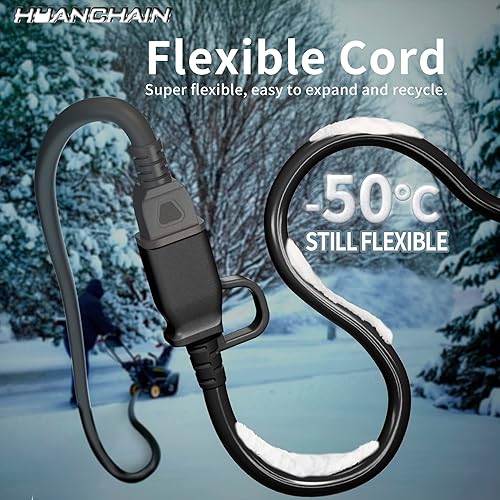 Miniatura 3 de HUANCHAIN Cable de extensión negro de 50 pies para exteriores, impermeable, cable de alimentación flexible 162 para clima frío, 2 puntas, 13A 16AWG