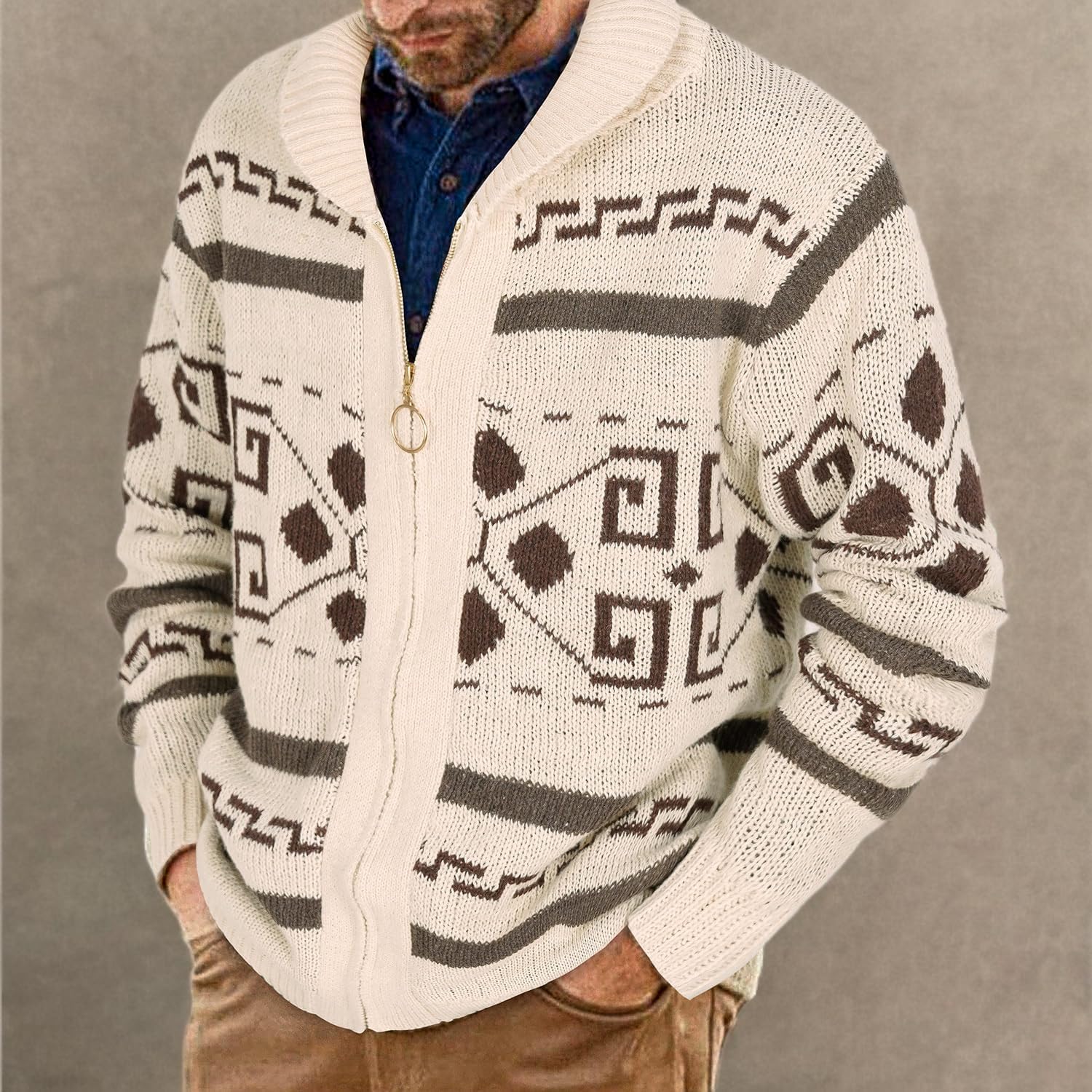 Men's Long Sleeve Casual Comfort Fit Cardigan Sweater Shawl Collar Soft Fabric - Image 6