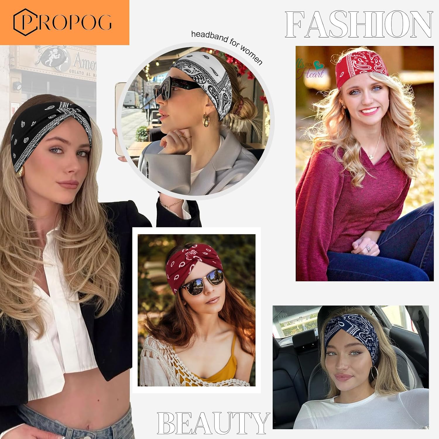 Boho Headbands for Women's Hair 6 Pack Wide Cloth Headband Yoga Hiking Workout Head Bands Non Slip Fabric Hair Bands Soft Cute Hair Accessories for Women image 3