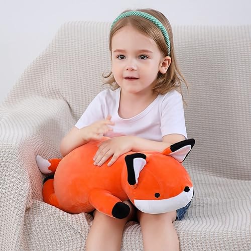 Miniatura 7 de Animales de peluche con peso, 24 pulgadas, peluche de zorro con peso de 4.2 libras, almohada suave, lindo regalo de peluche gigante para niños y