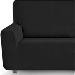Eiffel Textile - Funda Sofa 3 Plazas. Funda para Sofa Elástica. Cubre Sofa Antimanchas. Protector Sofa. Fundas para Sofa Ajustables Modelo Rústica. Color Negro. 3 Plazas (180-240 cm)