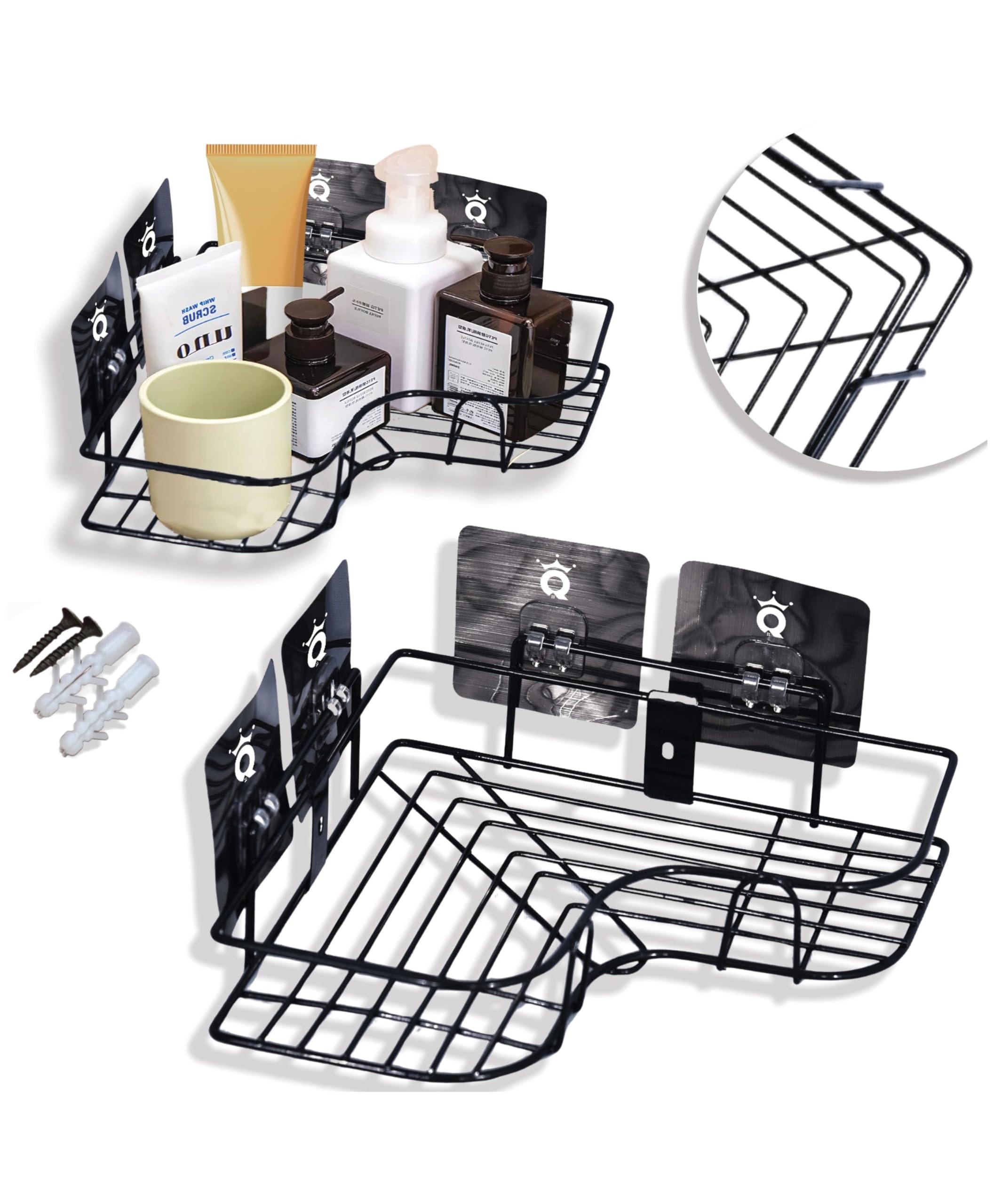 QUINCHOIZ™ Self Adhesive Corner Shelf for Bathroom and Kitchen (Pack of 2) - Durable Bathroom Corner Shelf for Wall - Multi-Tier Washroom Organizer - Space-Saving, Rustproof - Bathroom Organiser (B0D9LDLLZB) Amazon Price History, Amazon Price Tracker
