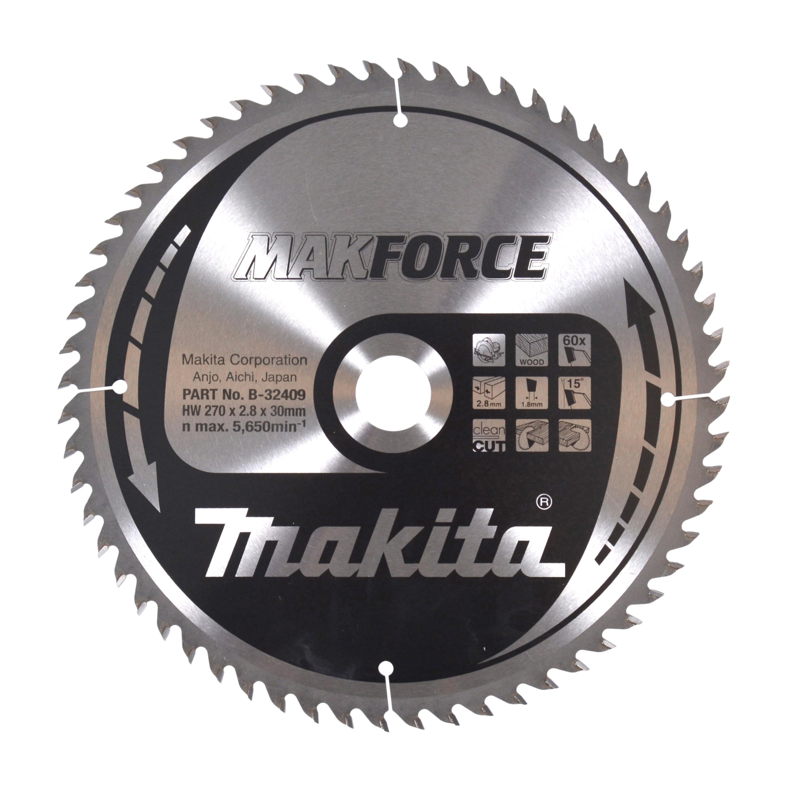 Makita Silver B-32409 Makforce Tct Saw Blade 270X30x60t