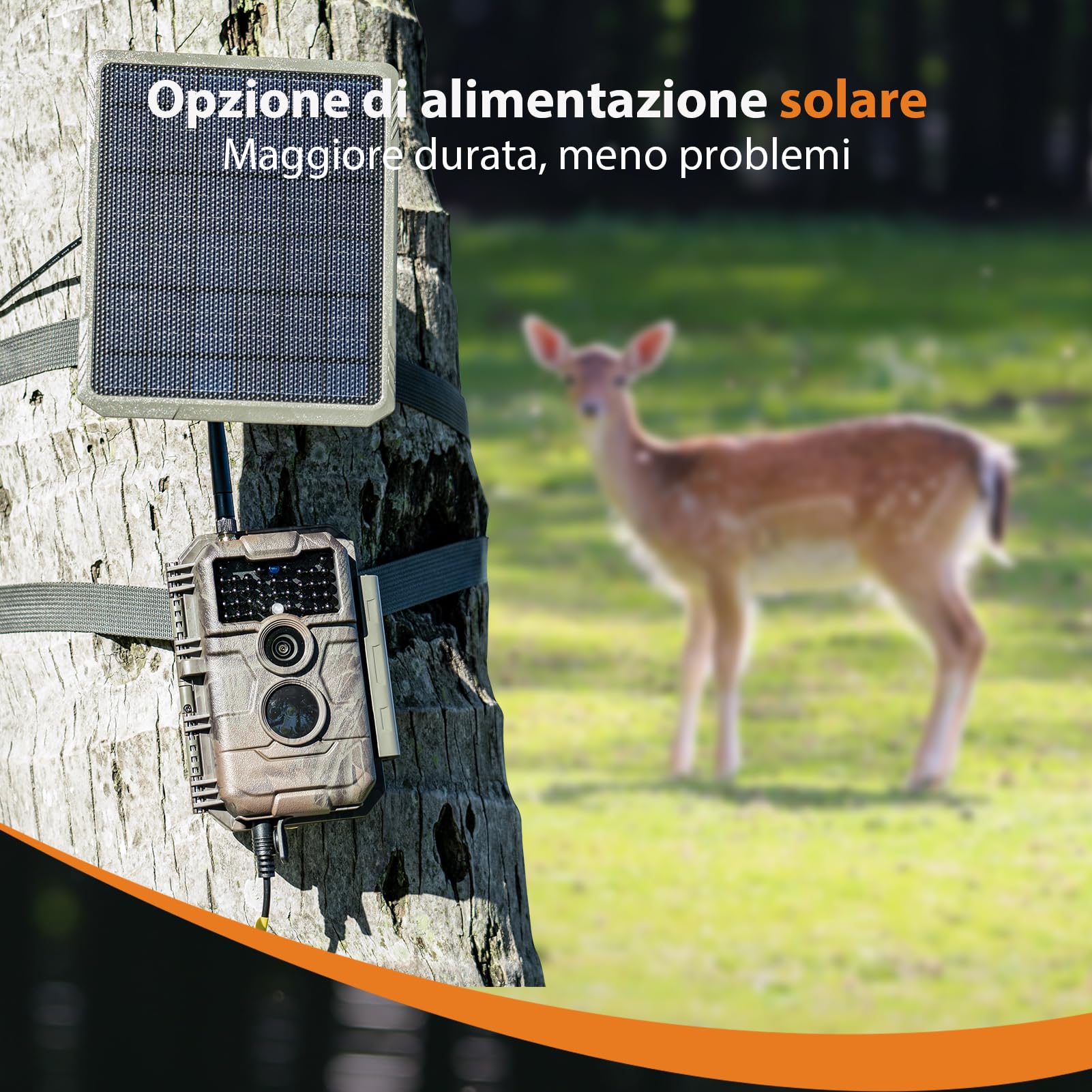 GardePro E6 Fotocamera Caccia WiFi Antenna con App 48MP 1296P H.264 Vidéo Fototrappola Infrarossi Invisibili Obiettivo con campo visivo di 110° Visione Notturna Fino a 25m, No-Glow IR LEDs