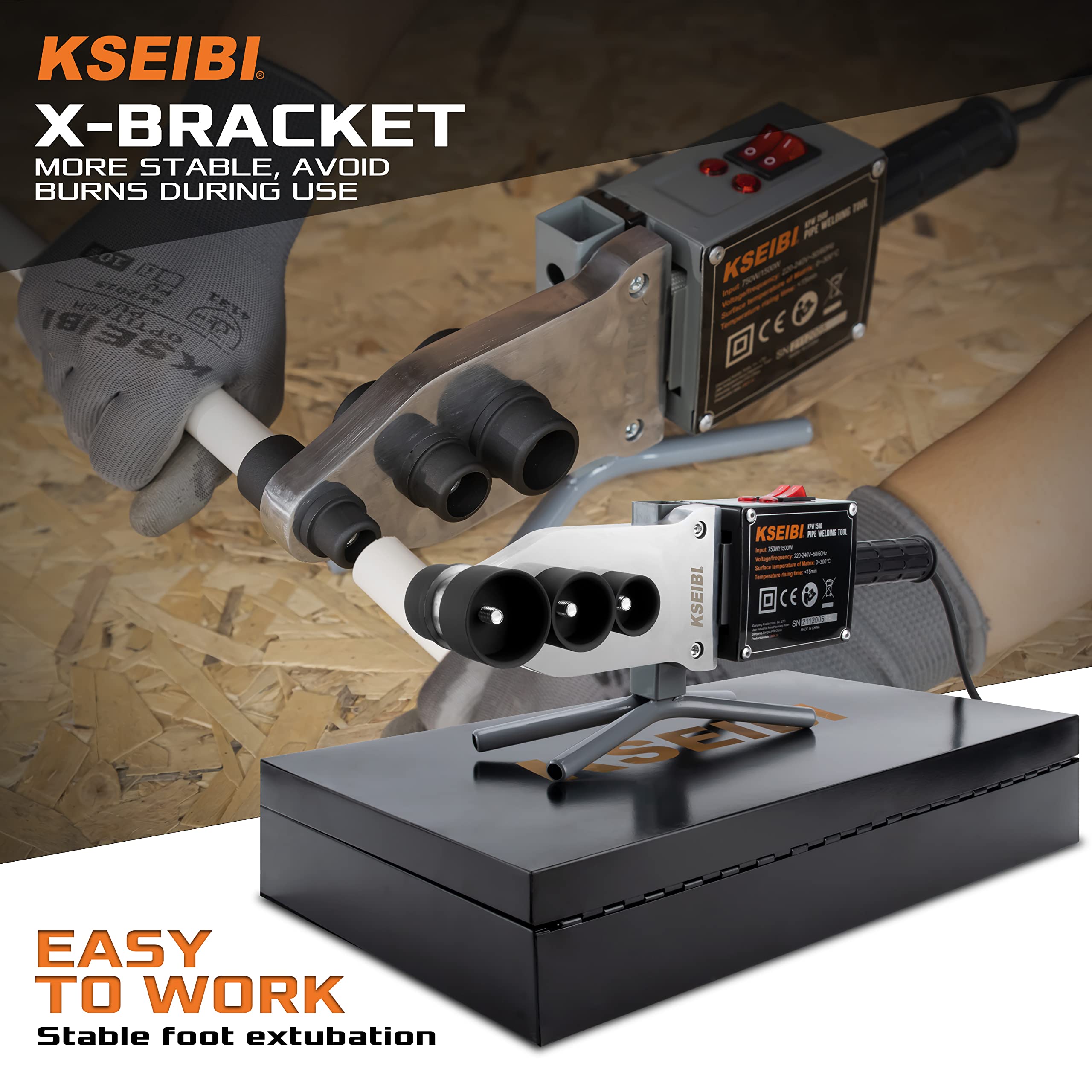 KSEIBI Herramienta de soldadura de tuberías de 13,6 Amph, mango ergonómico de doble temperatura, 110 V, 60 Hz, herramienta de montaje estacionario