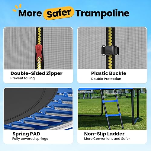 Miniatura 8 de ORCC 1200LBS Weight Capacity Trampoline 16 15 14 12 10 8 FT for Kids with Safety Enclosure Net for Children Adults Outdoor Yard Trampolines