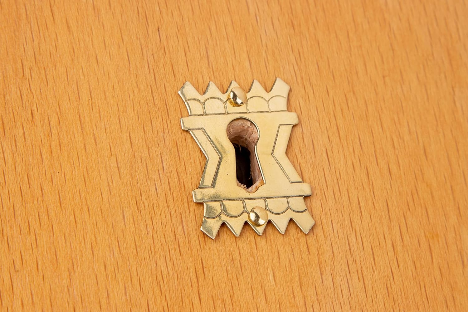 Eastlake Style Stamped Brass Decorative Keyhole Cover | 1" x 1 1/2" H | Keyhole Escutcheon Plate for Cabinet Door, Dresser Drawer, Desk | Antique Furniture Hardware | KC4-B