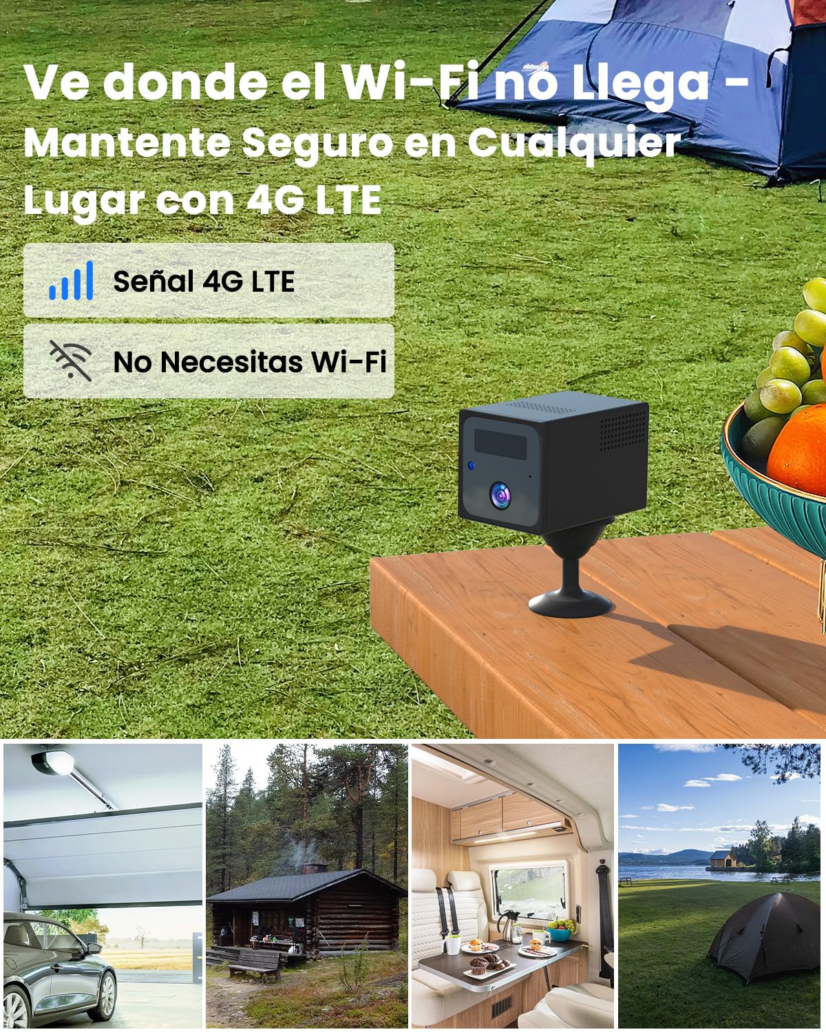 UCOCARE 4G LTE Camara Vigilancia SIM, 4MP Mini Videovigilancia sin Internet