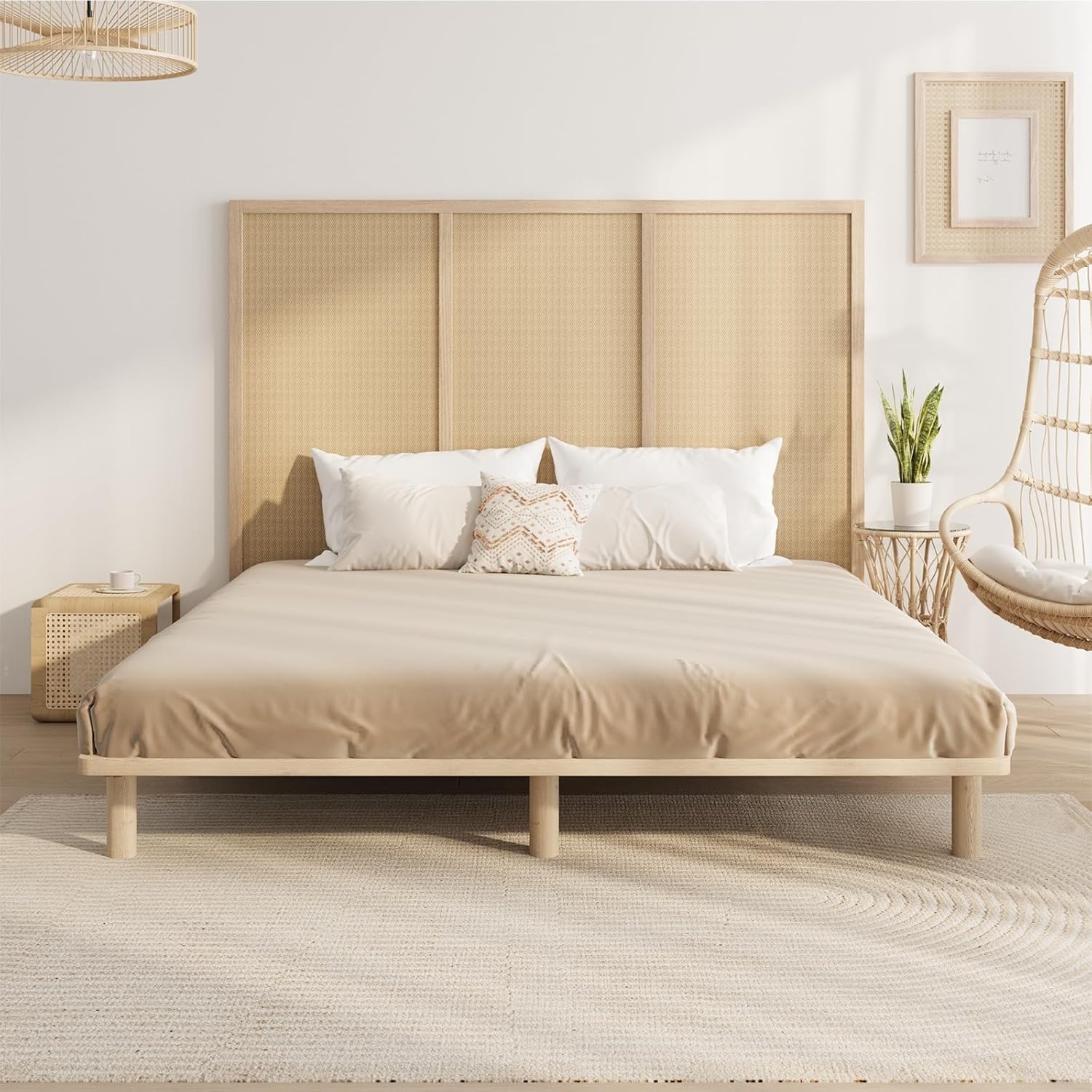 King Size Bed Frame Wooden Bed Base Solid Wood Frame Platform Bed