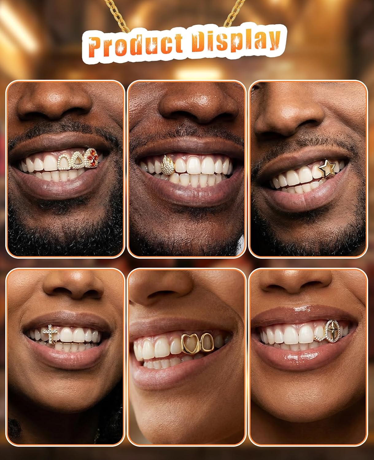 6PCS 14K Gold Grills for Your Teeth, Tooth Grillzs Jewelry Caps for Women & Men