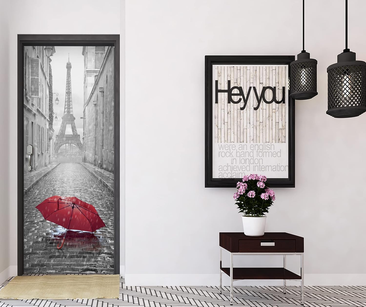 VancyTop 30.3x78.7 1PCS/Set Fashion Home Decoration Paris Eiffel Iron Removable Door Mural Decals Easy to Apply
