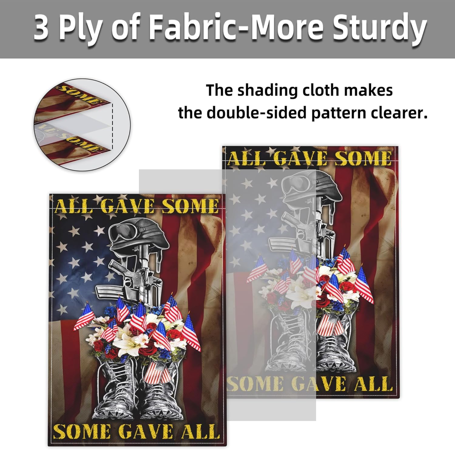 All Gave Some Some Gave All Garden Flag 12x18 Inch Memorial Day Garden Flag 3ply Polyester Double Sided 4th of July Independence Veterans Day Garden Flags for Outdoor House Yard Patriotic Decor - Image 5